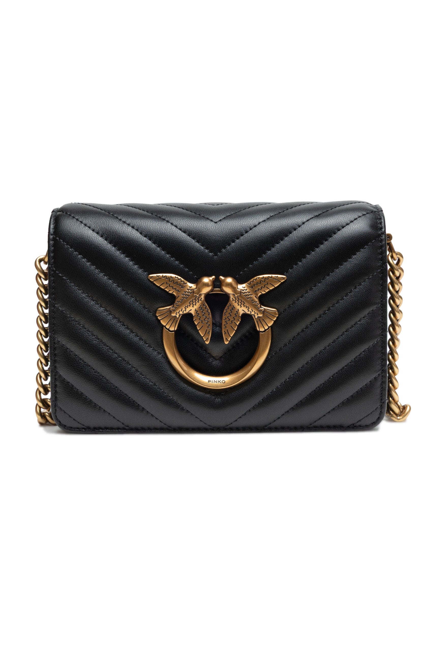 PINKO Black Love Click Mini Sheep Nappa Chevron
