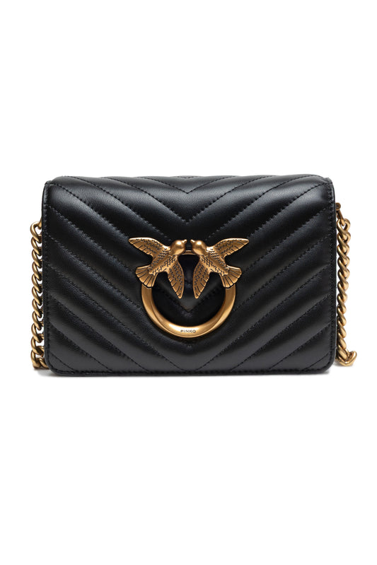 PINKO Black Love Click Mini Sheep Nappa Chevron