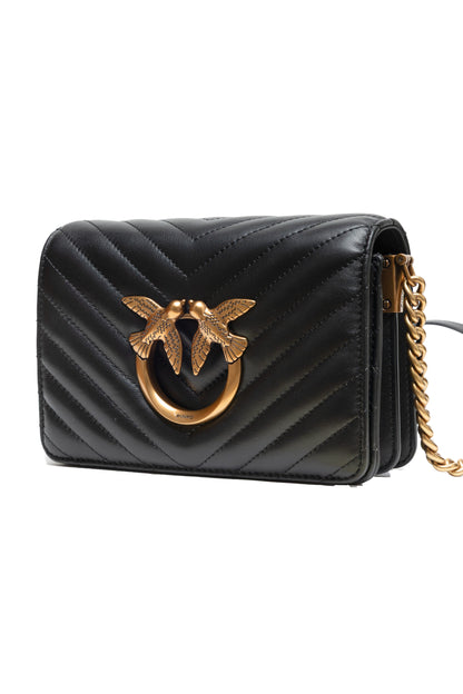 PINKO Black Love Click Mini Sheep Nappa Chevron