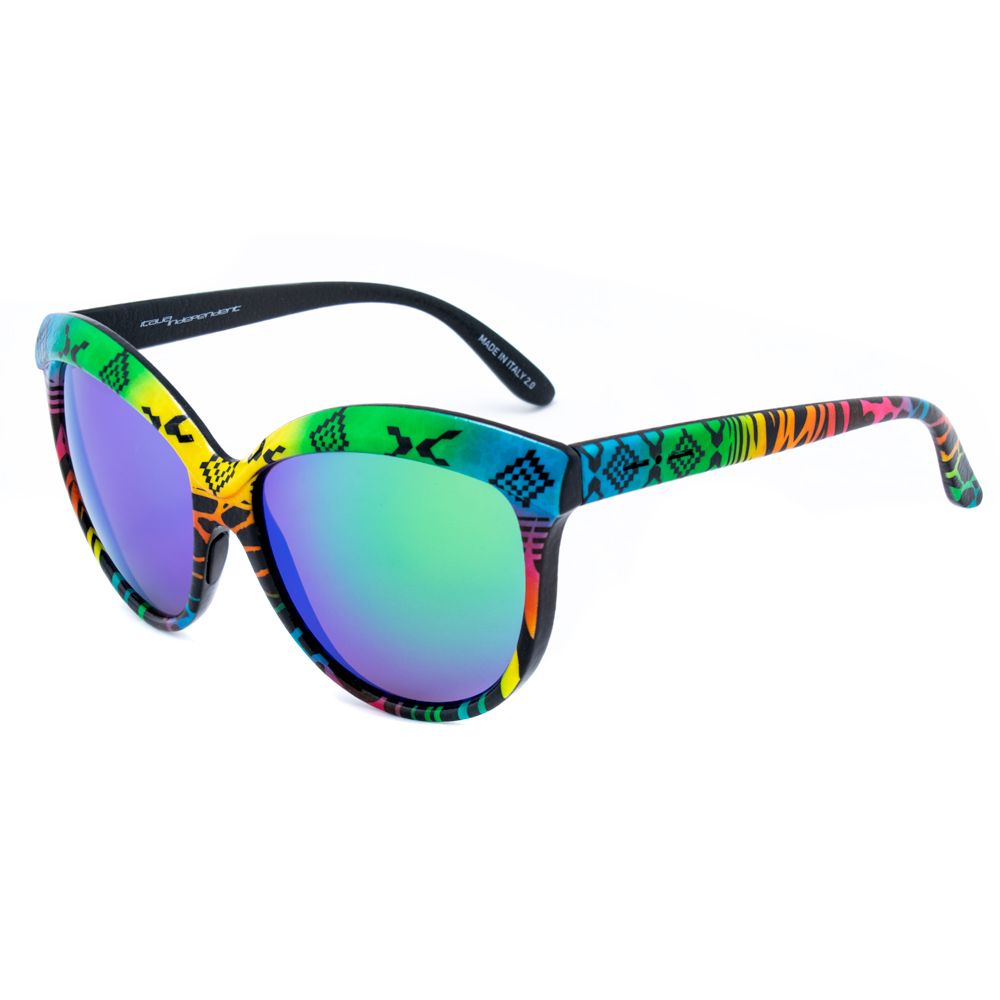 Italia Independent Women’s Sunglasses – Multicolor Acetate Frame, Blue Green Yellow Orange Lenses