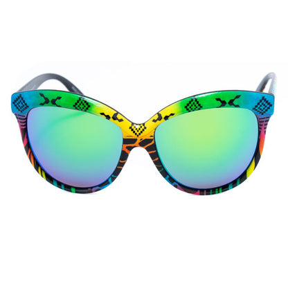 Italia Independent Women’s Sunglasses – Multicolor Acetate Frame, Blue Green Yellow Orange Lenses