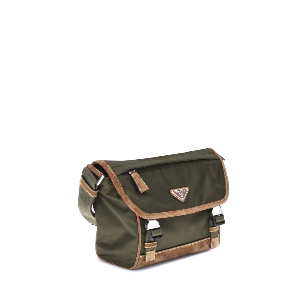 Prada Re-Nylon and Leather Medium Shoulder Bag