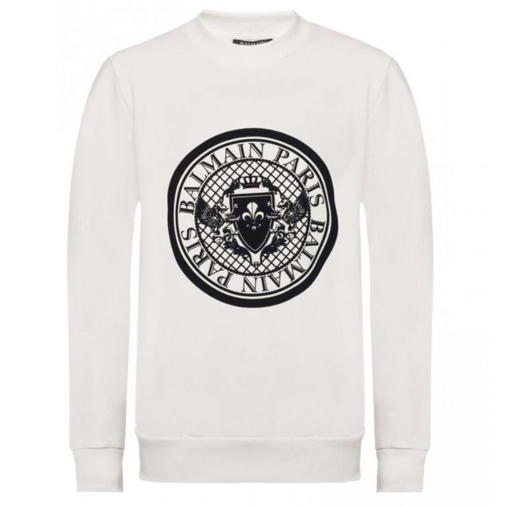 Balmain White Cotton Crewneck Sweatshirt