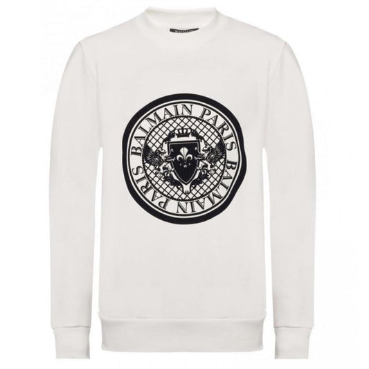 Balmain White Cotton Crewneck Sweatshirt