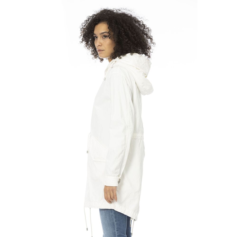 Mr&Mrs Italy White Cotton Long Parka with Adjustable Features