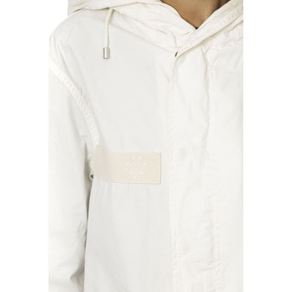Mr&Mrs Italy White Cotton Long Parka with Adjustable Features