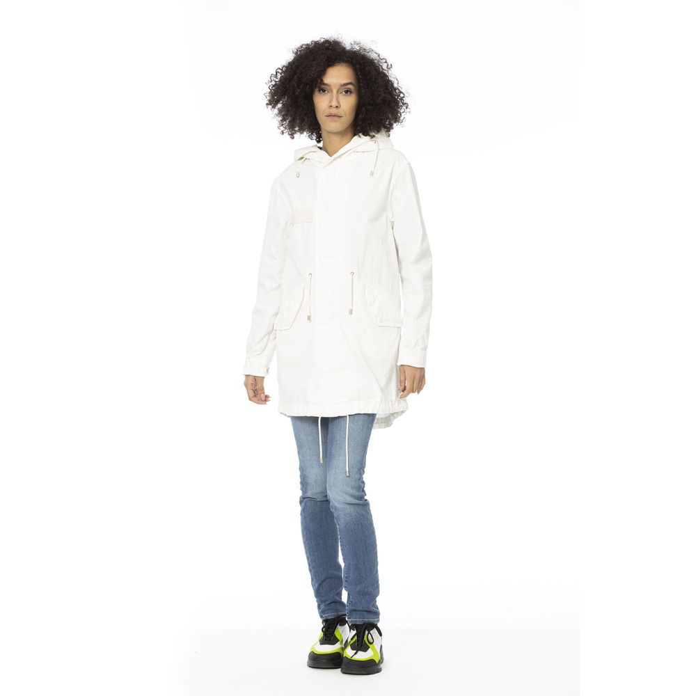 Mr&Mrs Italy White Cotton Long Parka with Adjustable Features