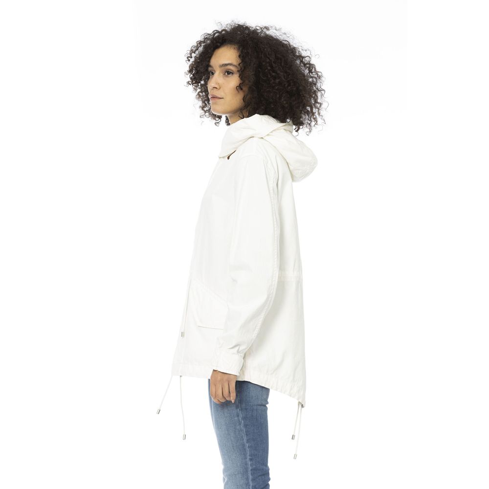 Mr&Mrs Italy White Cotton Jacket & Coat - Short Parka with Adjustable Features