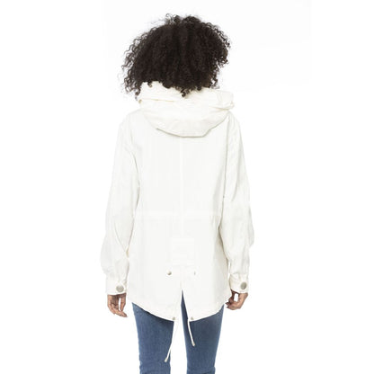 Mr&Mrs Italy White Cotton Jacket & Coat - Short Parka with Adjustable Features