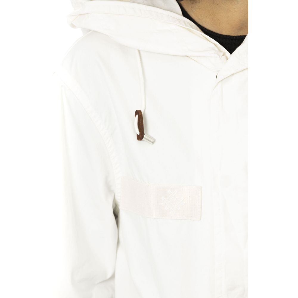 Mr&Mrs Italy White Cotton Jacket & Coat - Short Parka with Adjustable Features