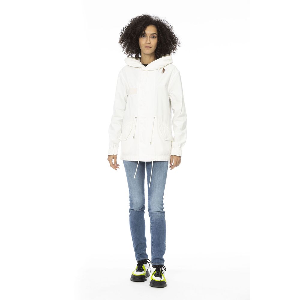 Mr&Mrs Italy White Cotton Jacket & Coat - Short Parka with Adjustable Features
