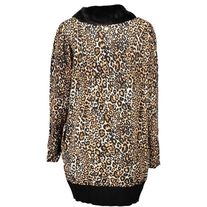 Blugirl Black Viscose Sweater with Removable Fur Collar