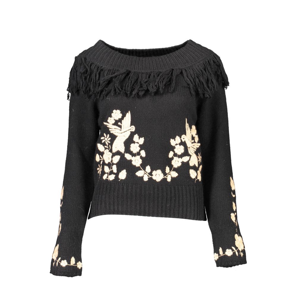 Blugirl Black Wool Sweater with Embroidery