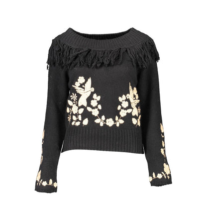 Blugirl Black Wool Sweater with Embroidery