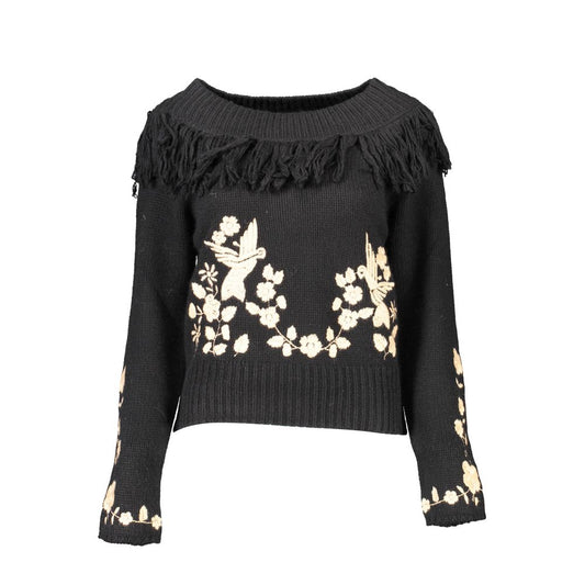 Blugirl Black Wool Sweater with Embroidery