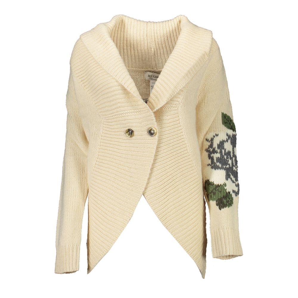 Blugirl Beige Wool Sweater - Elegant Open Cardigan