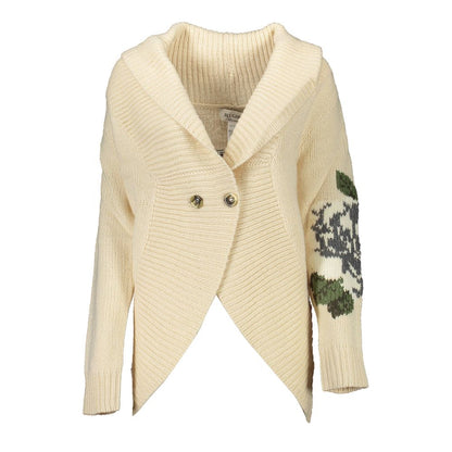 Blugirl Beige Wool Sweater - Elegant Open Cardigan