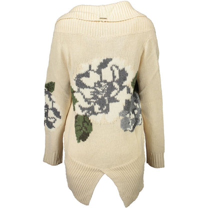 Blugirl Beige Wool Sweater - Elegant Open Cardigan