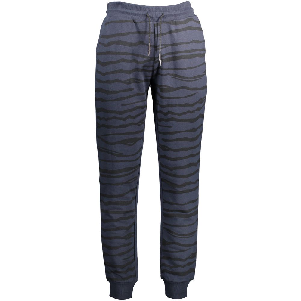 Cavalli Class Blue Zebra Print Cotton Joggers