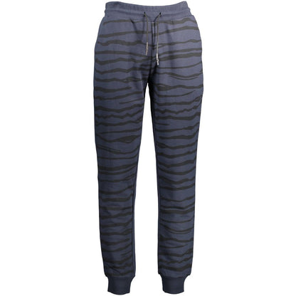 Cavalli Class Blue Zebra Print Cotton Joggers