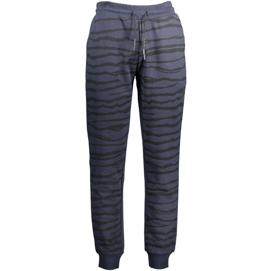 Cavalli Class Blue Zebra Print Cotton Joggers