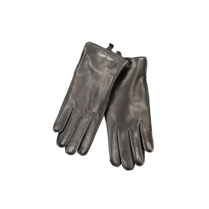 Calvin Klein Black Wool Gloves with Contrasting Details
