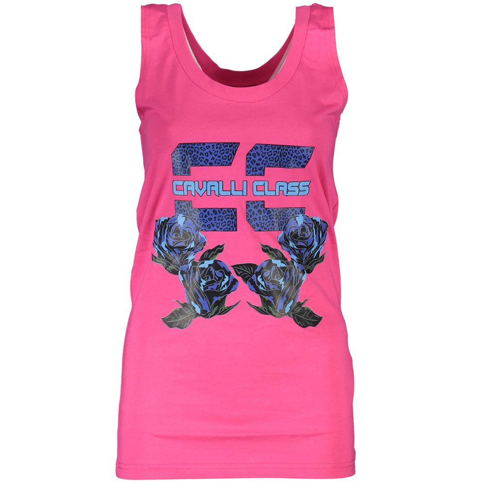 Cavalli Class Pink Cotton Tank Top - Effortless Style