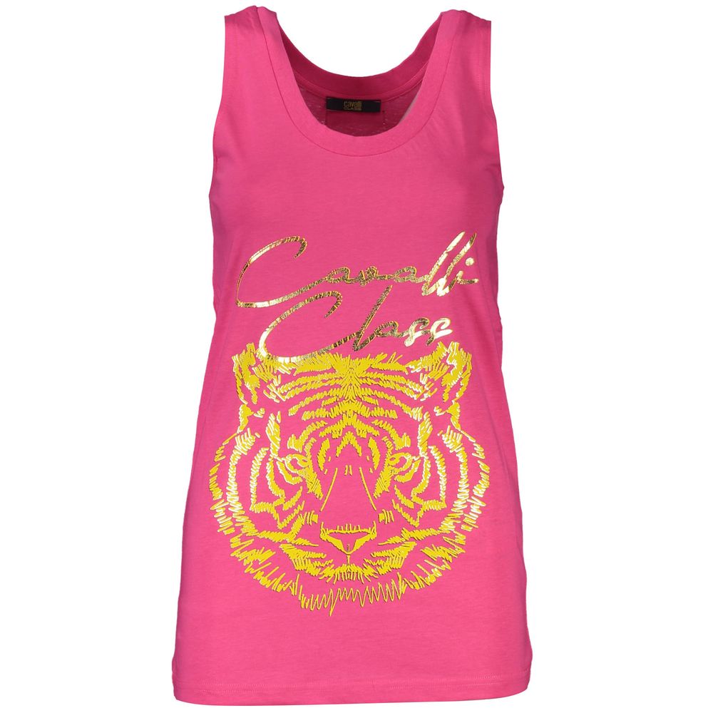 Cavalli Class Pink Cotton Tank Top – Effortless Everyday Elegance