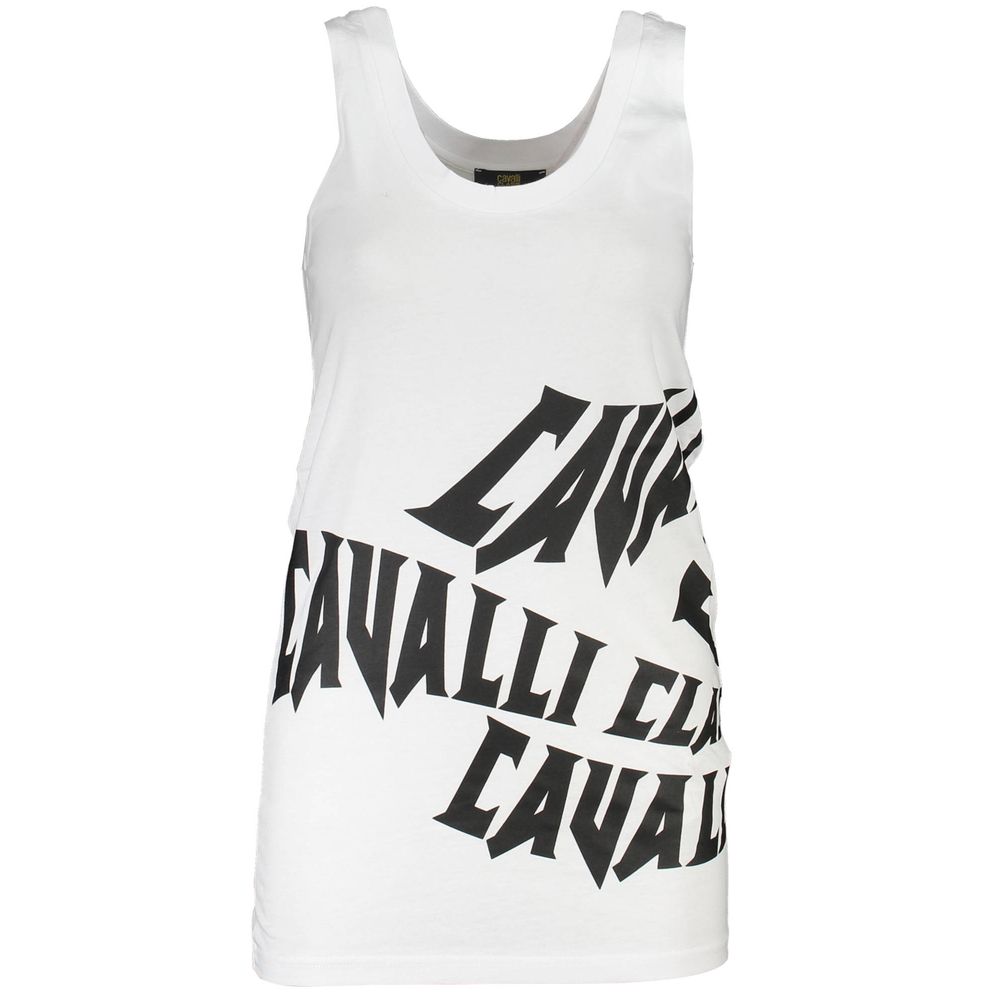 Cavalli Class White Cotton Tank Top - Effortless Style for Every Day