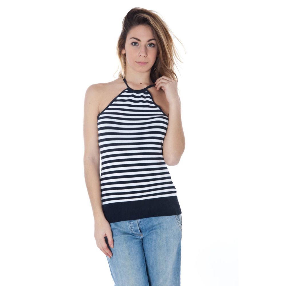 Datch Blue Cotton Tank Top - Casual Elegance Redefined