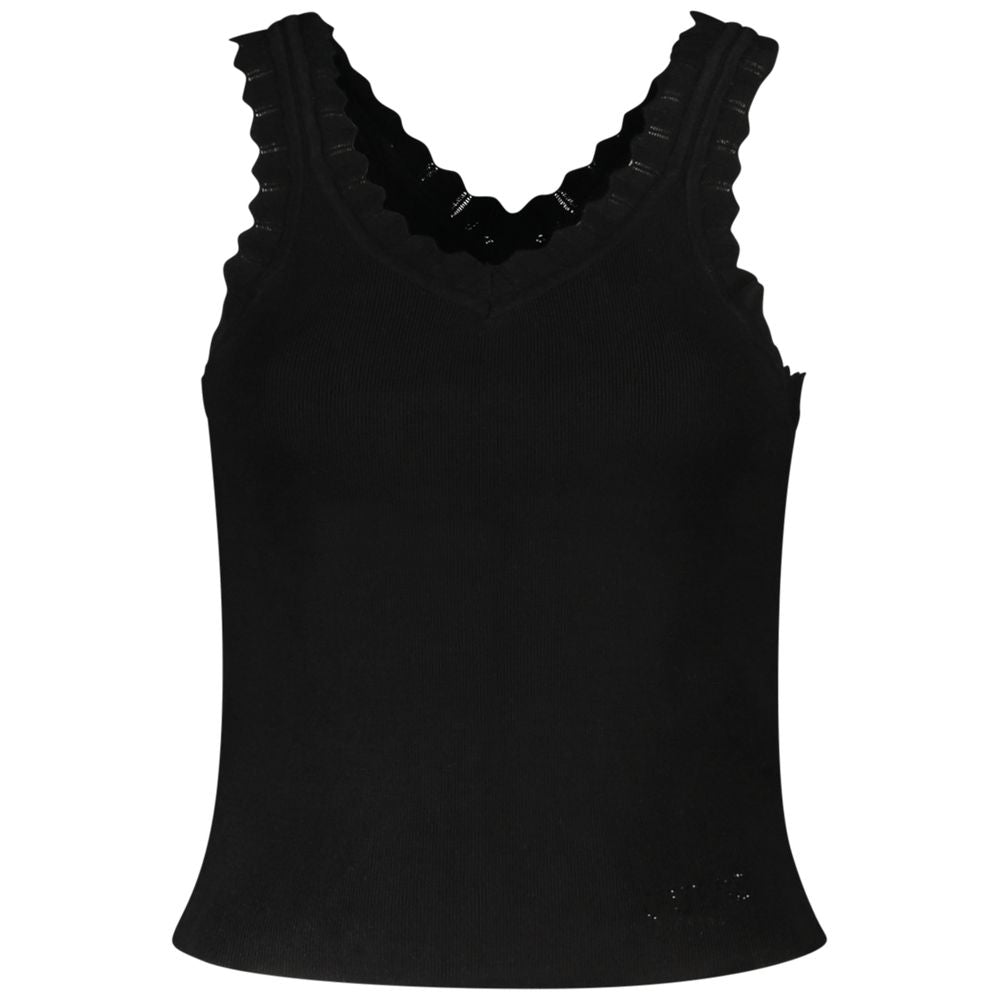 Guess Jeans Black Viscose Tank Top - Effortless Glamour