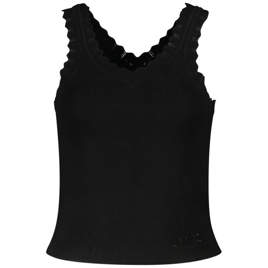 Guess Jeans Black Viscose Tank Top - Effortless Glamour