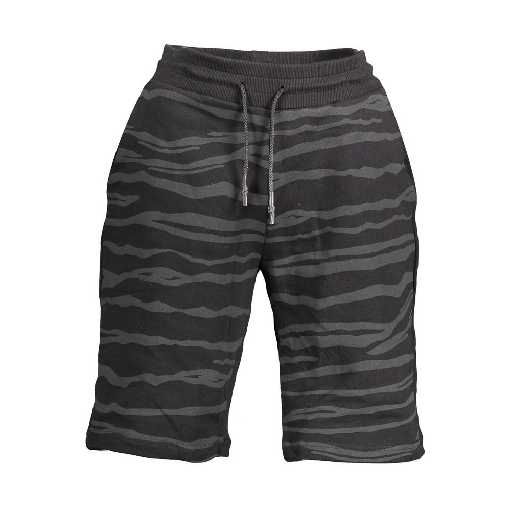 Cavalli Class Black Cotton Sports Shorts