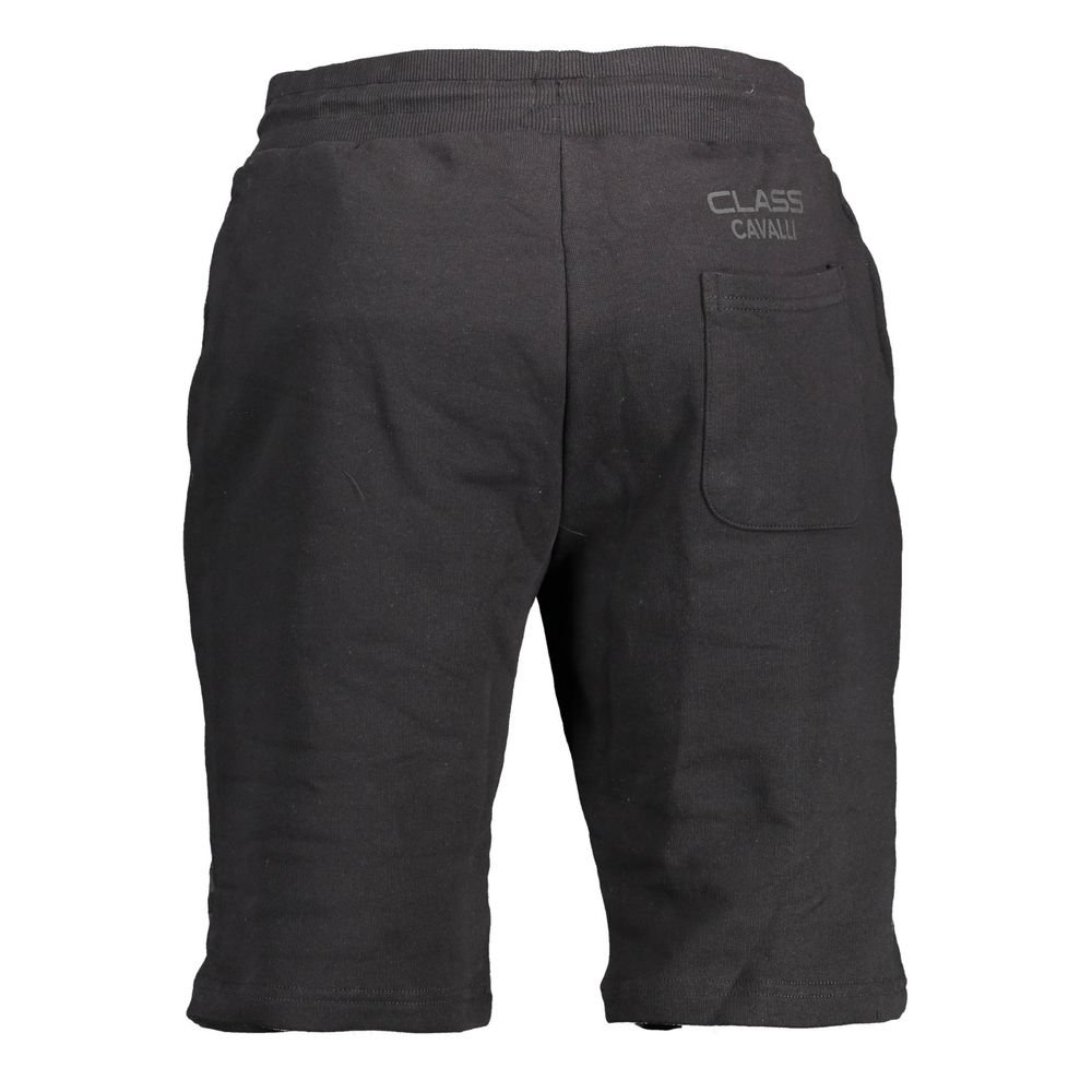 Cavalli Class Black Cotton Sports Shorts