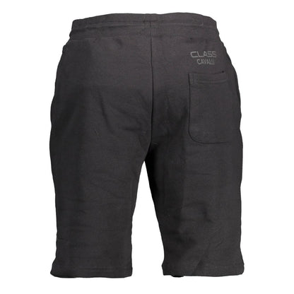 Cavalli Class Black Cotton Sports Shorts