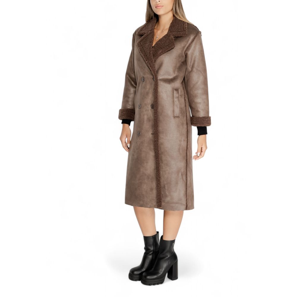 Cleré Brown Polyester Coat for Women