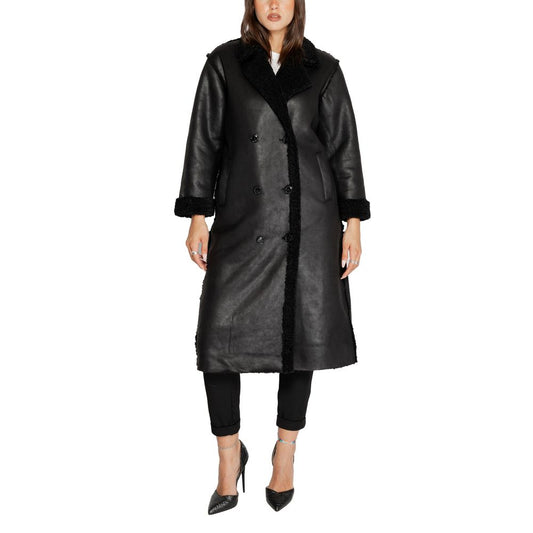 Cleré Black Polyester Coat for Women