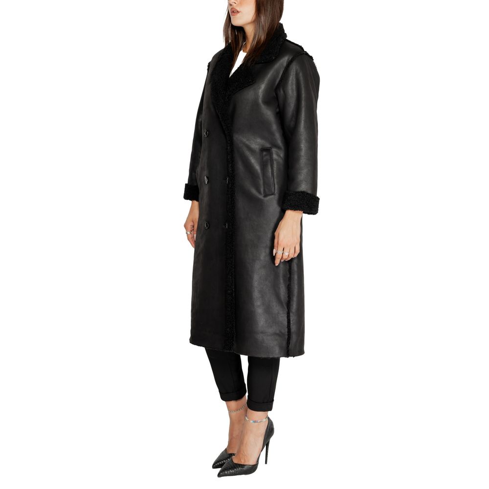 Cleré Black Polyester Coat for Women