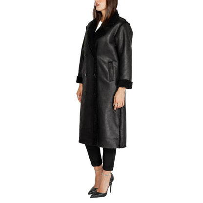 Cleré Black Polyester Coat for Women