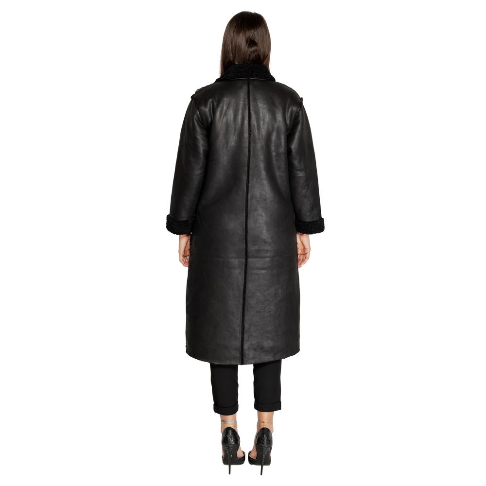 Cleré Black Polyester Coat for Women