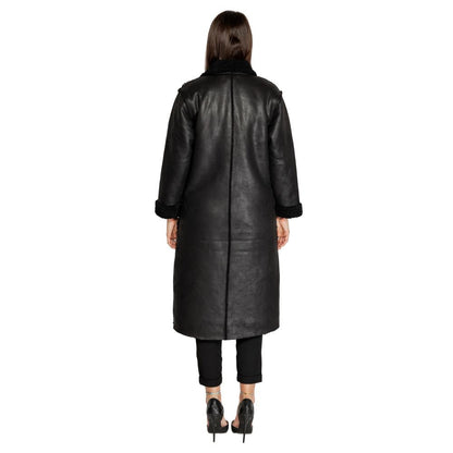 Cleré Black Polyester Coat for Women