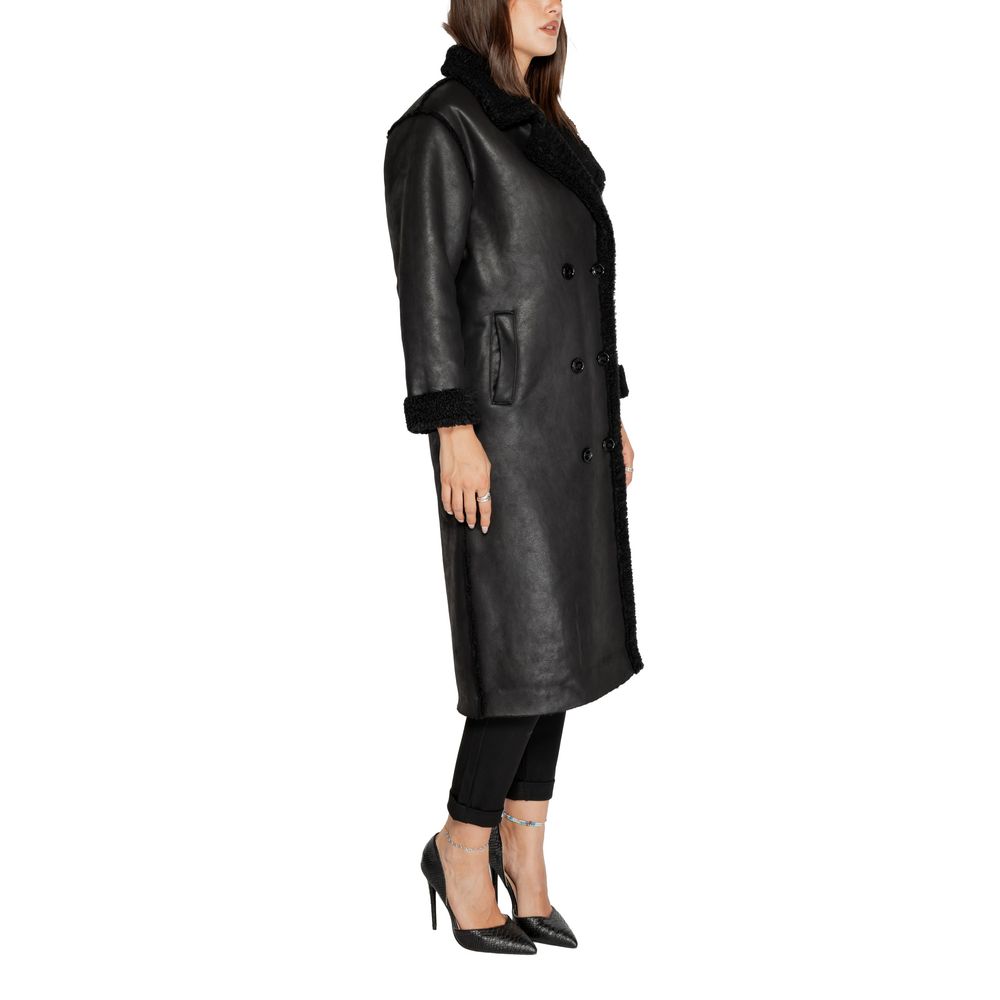 Cleré Black Polyester Coat for Women