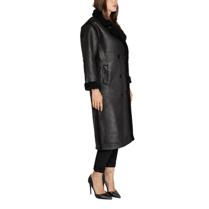 Cleré Black Polyester Coat for Women