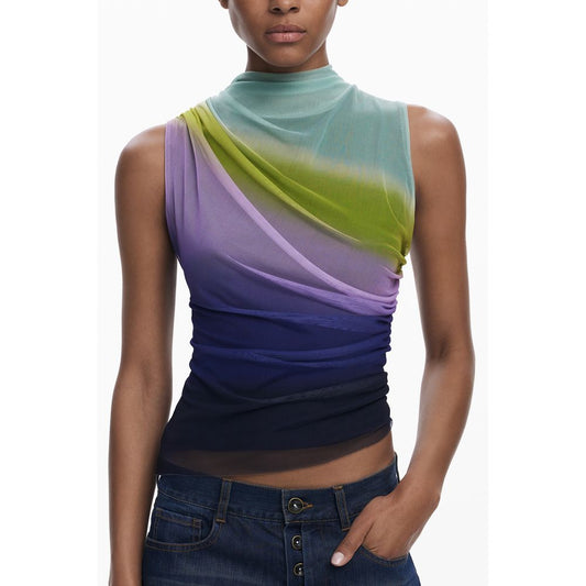 Desigual Multicolour Tank Top - Lola Turtleneck with Contrasting Details