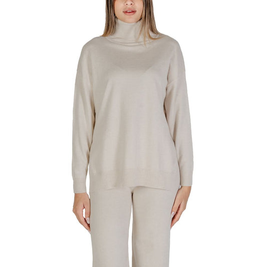 Cleré Beige Viscose Turtleneck Sweater