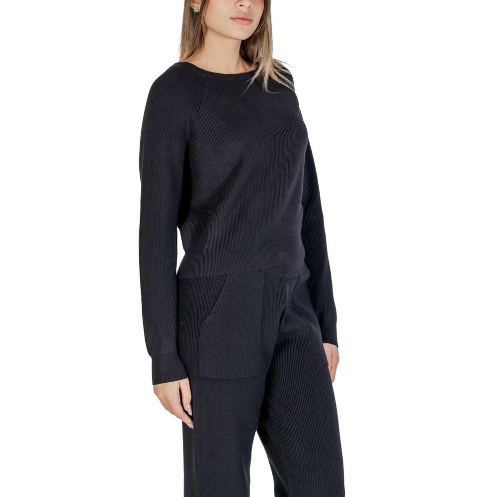 Cleré Black Viscose Sweater for Women