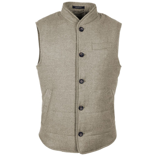 Loro Piana Made in Italy Beige Wool Sleeveless Jacket