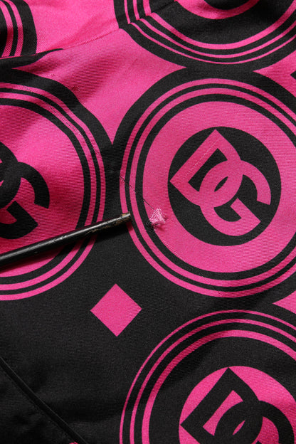 Dolce & Gabbana Pink Black Silk Logo Print DG Pattern Shorts