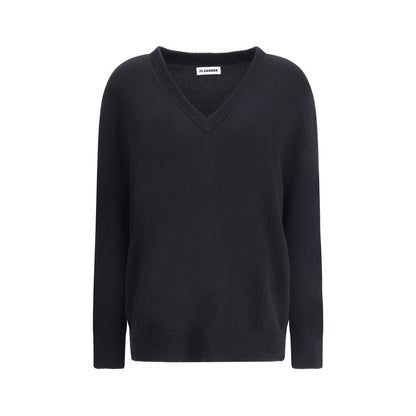 Jil Sander Oversize V-Neck Sweater in Wool and Cashmere Blend