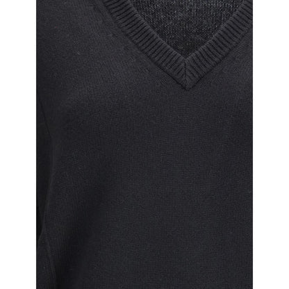 Jil Sander Oversize V-Neck Sweater in Wool and Cashmere Blend